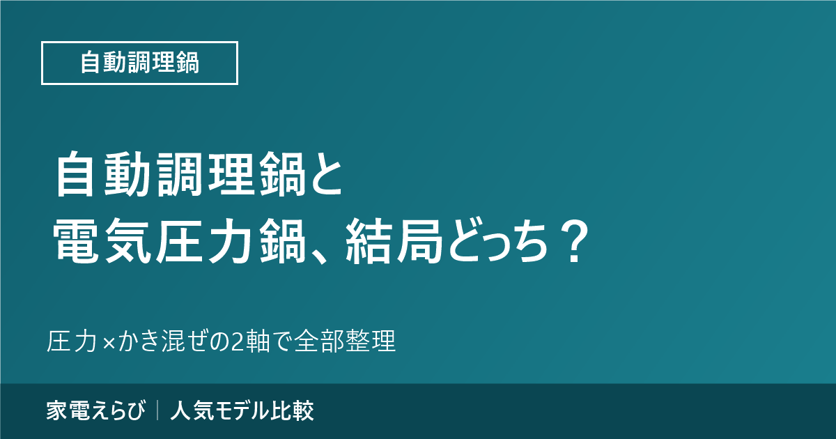 自動調理鍋と電気圧力鍋の違いを2軸で整理するアイキャッチ画像