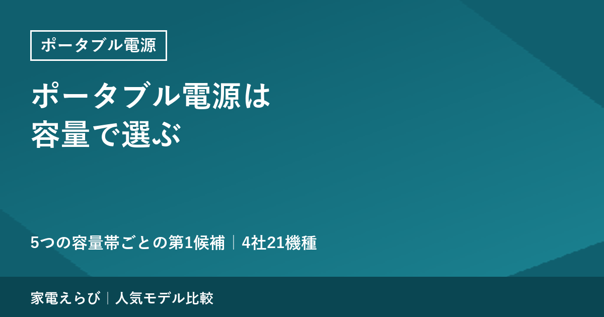 ポータブル電源は容量で選ぶ｜5つの容量帯ごとに当サイトが選んだ第1候補
